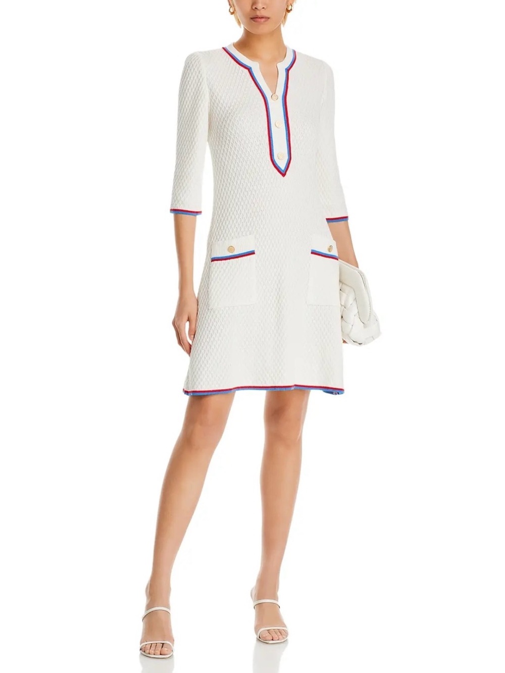Misook Diamond Stitch Sheath Sweater Dress Size M $378 *flaw - Picture 2 of 12